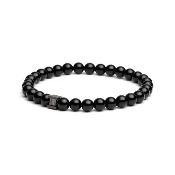 Armband mit 6 mm Onyx-Stein und schwarzem Zwischenstück - Black Onyx 6mm
